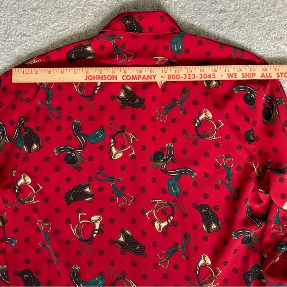 Chaus Vintage Blouse, Size 10, Red,  Fox Hunt, Equestrian Theme, Western Wear - Picture 16 of 16